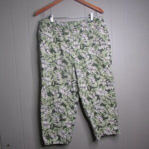 Villager Liz Clairborne Capri Pants 14 Tropical Floral Green Tan